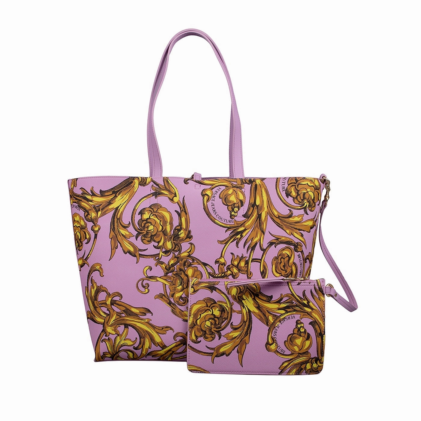 Versace Jeans Couture Pink Floral Reversible Signature Shopper Tote Bag for womens