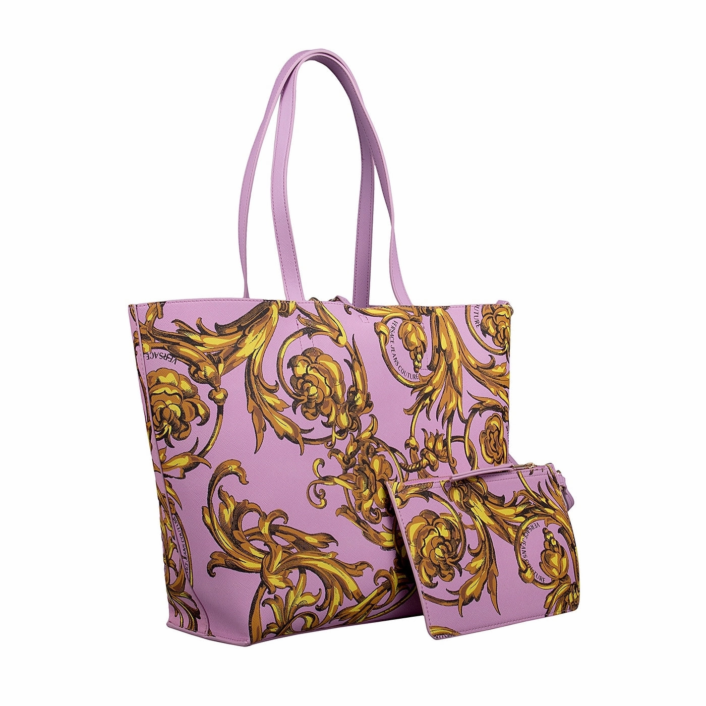 Versace Jeans Couture Pink Floral Reversible Signature Shopper Tote Bag for womens