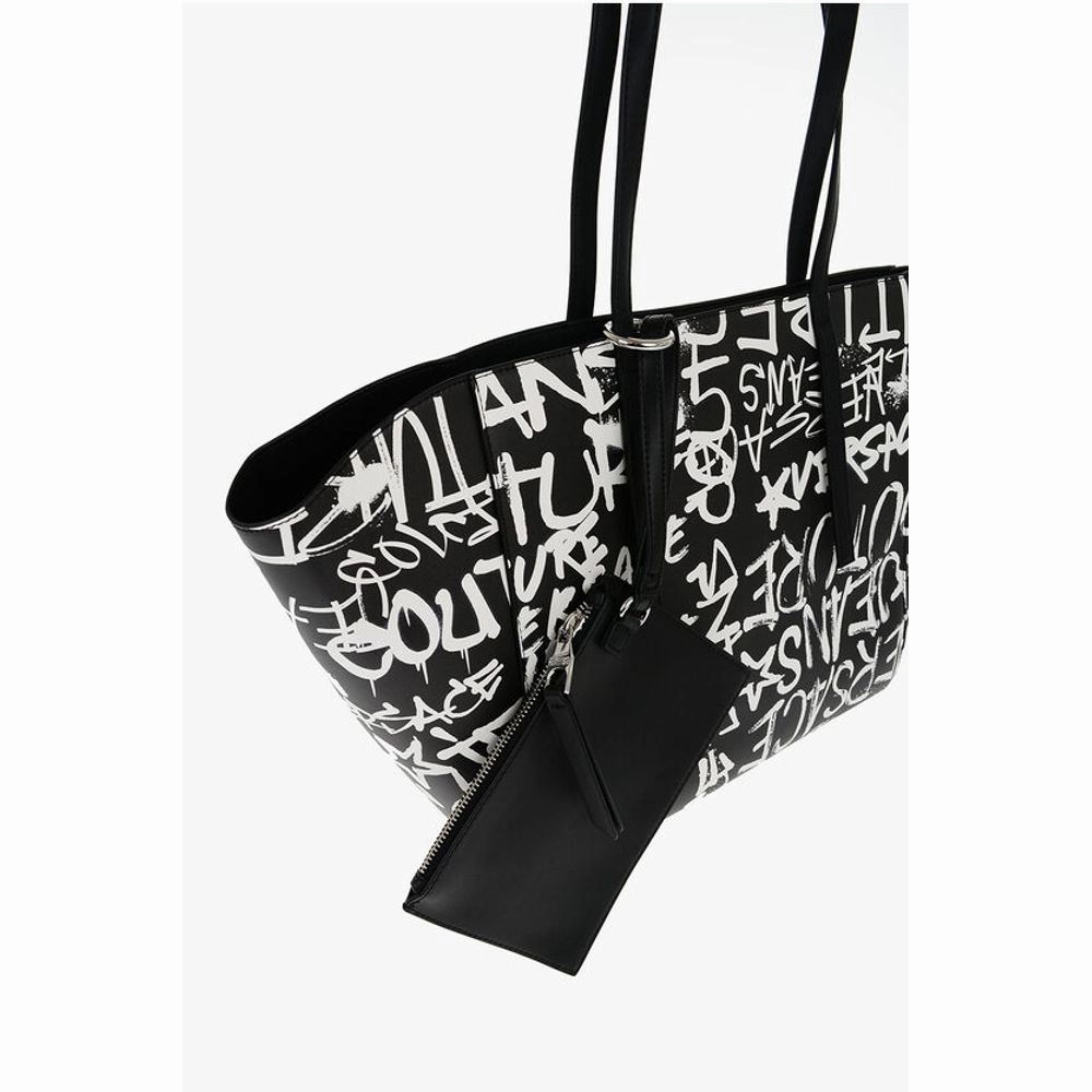 Versace JEANS COUTURE Printed Faux Leather Tote Bag with Matched Women's Pou