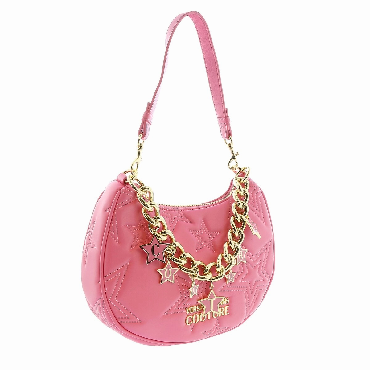 Versace Jeans Couture Rose Half Moon Star Quilted Charm Embellished Hobo Bag for womens