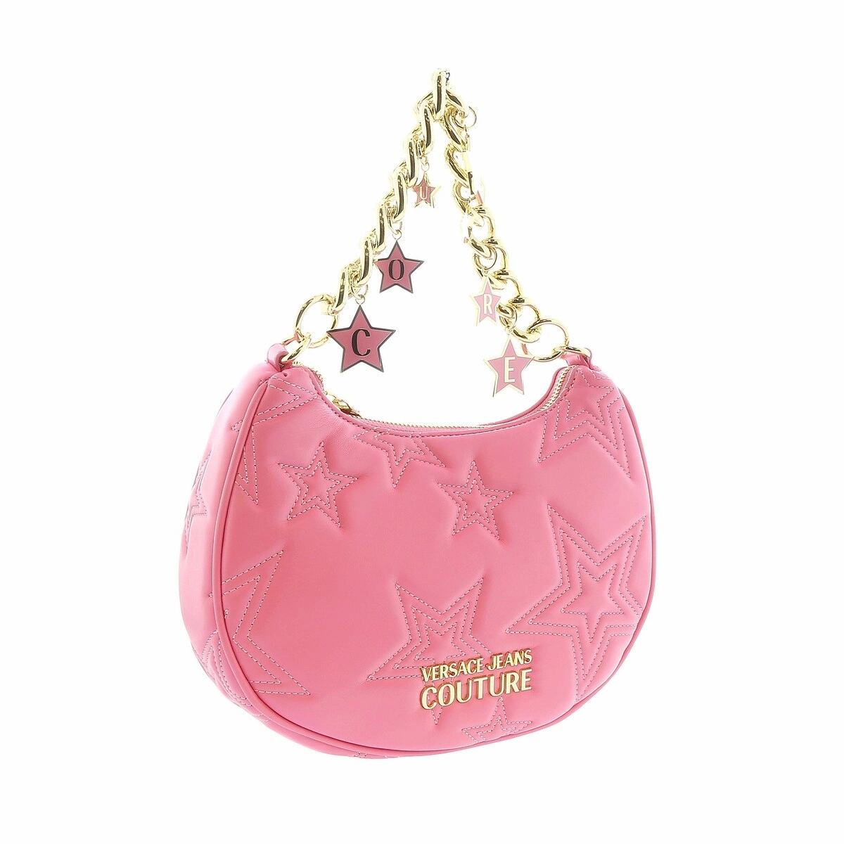 Versace Jeans Couture Rose Half Moon Star Quilted Charm Embellished Hobo Bag for womens