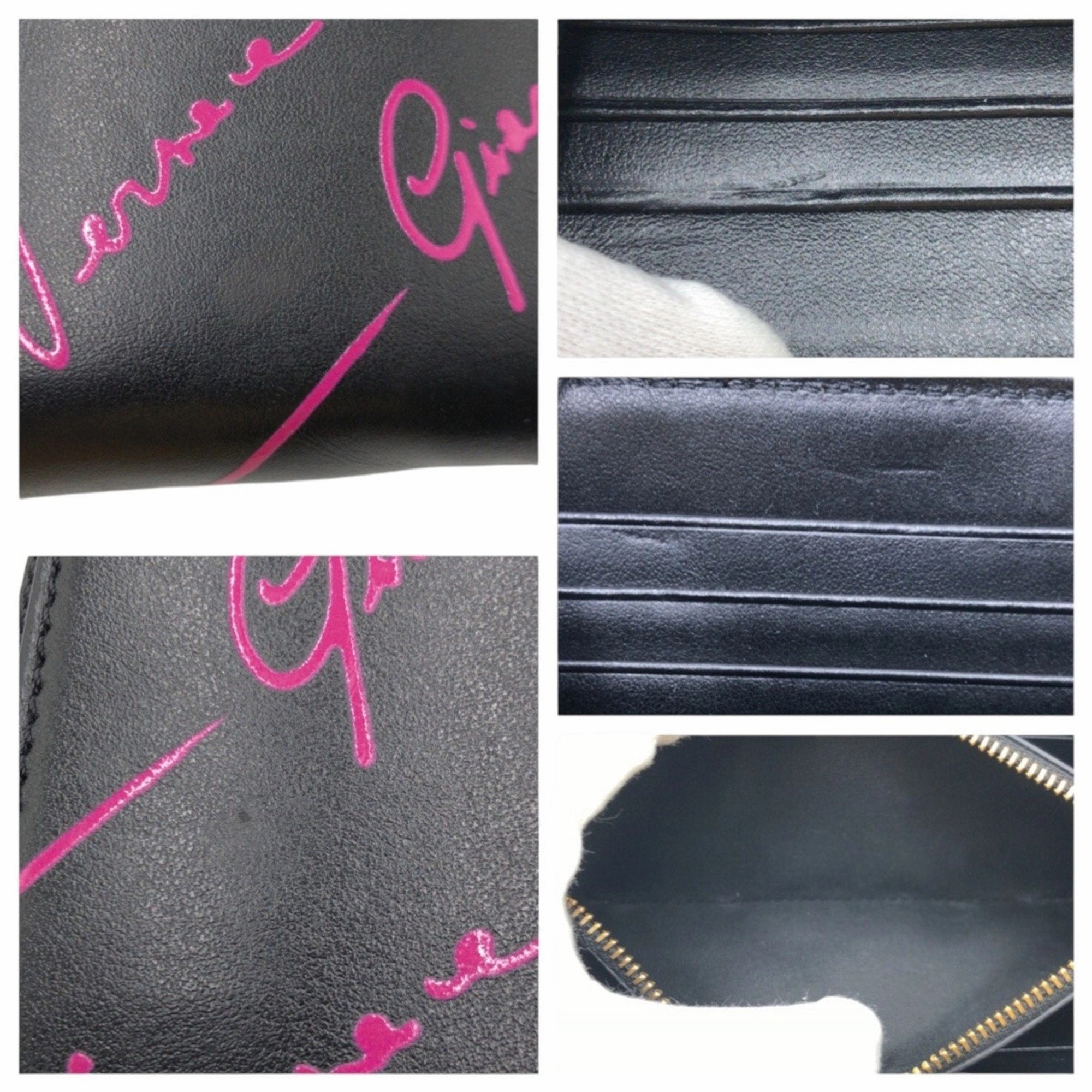 Versace pink Leather Long Wallet (Bi-Fold) (Pre-Owned)