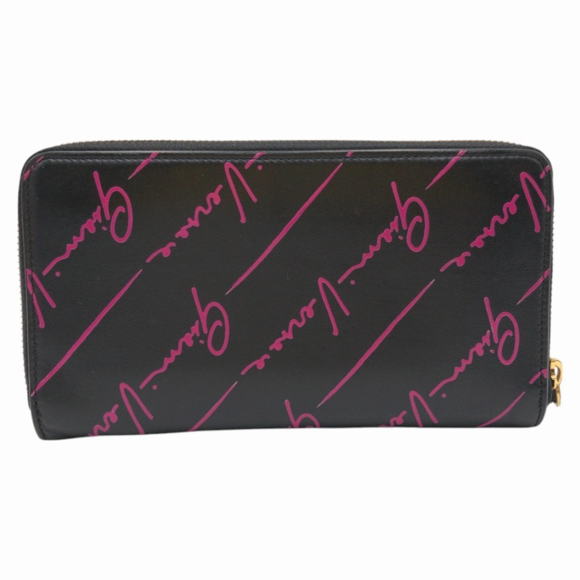 Versace pink Leather Long Wallet (Bi-Fold) (Pre-Owned)