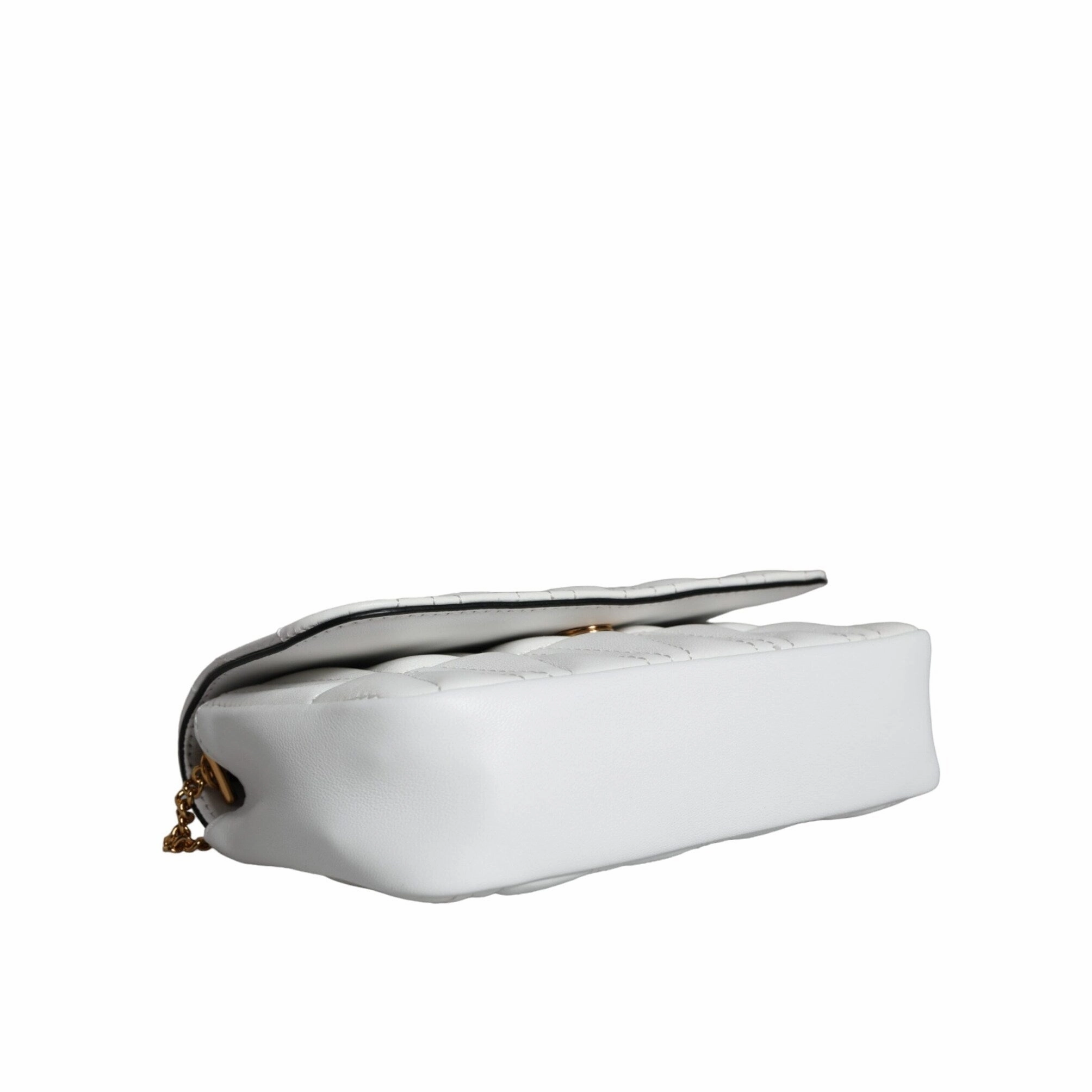 Versace White Quilted Nappa Leather Crossbody Shoulder Women's Bag