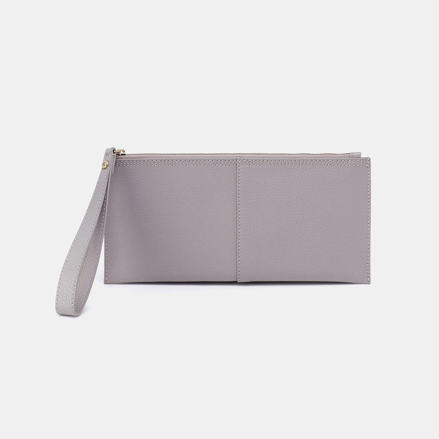 Vida Large Pouch in Micro Pebbled Leather - Morning Dove Grey