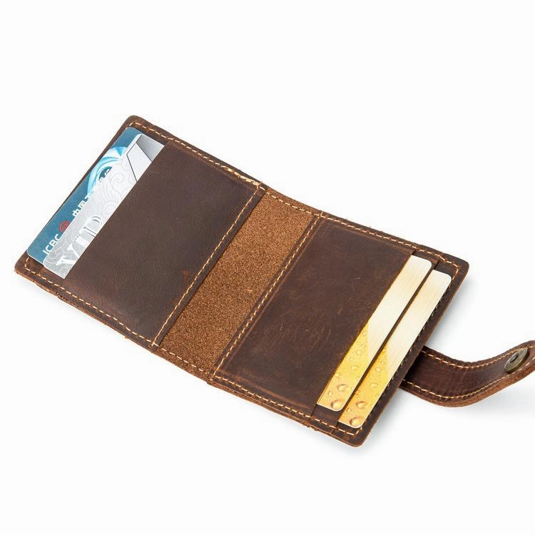 VINTAGE BROWN LEATHER MEN'S FRONT POCKET WALLETs Dark Brown SLIM CARD billfold WALLET SMALL WALLET FOR MEN