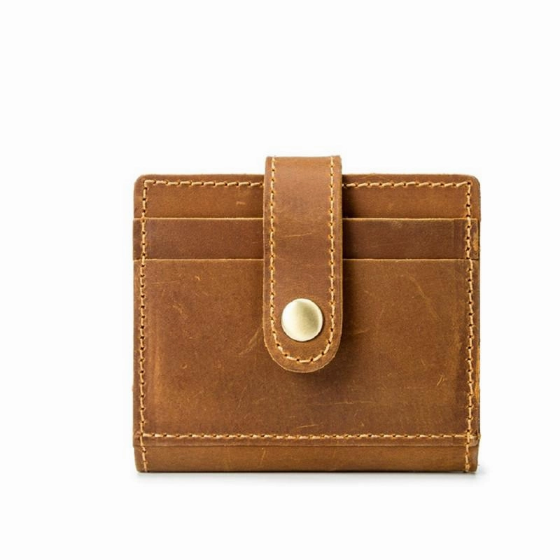 VINTAGE BROWN LEATHER MEN'S FRONT POCKET WALLETs Dark Brown SLIM CARD billfold WALLET SMALL WALLET FOR MEN