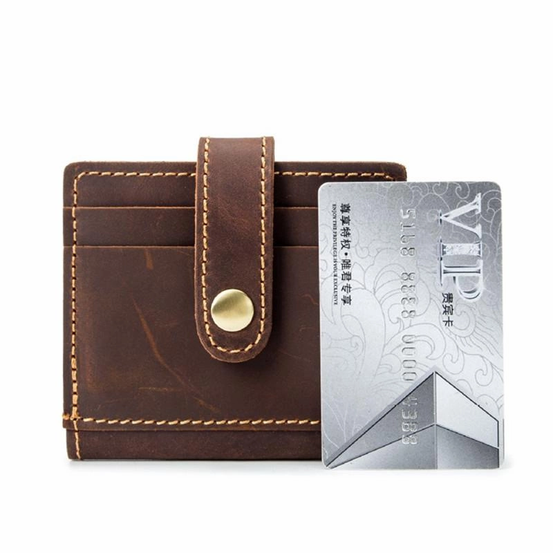VINTAGE BROWN LEATHER MEN'S FRONT POCKET WALLETs Dark Brown SLIM CARD billfold WALLET SMALL WALLET FOR MEN