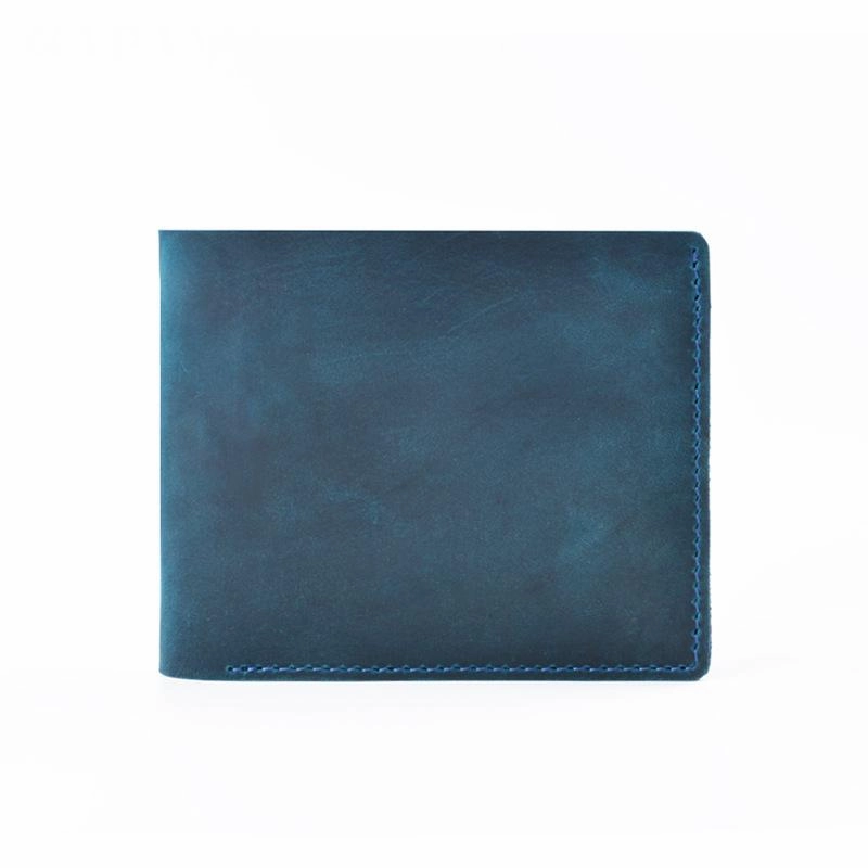Vintage Brown Leather Men's Small Bifold Wallet Black Slim billfold Wallet For Men