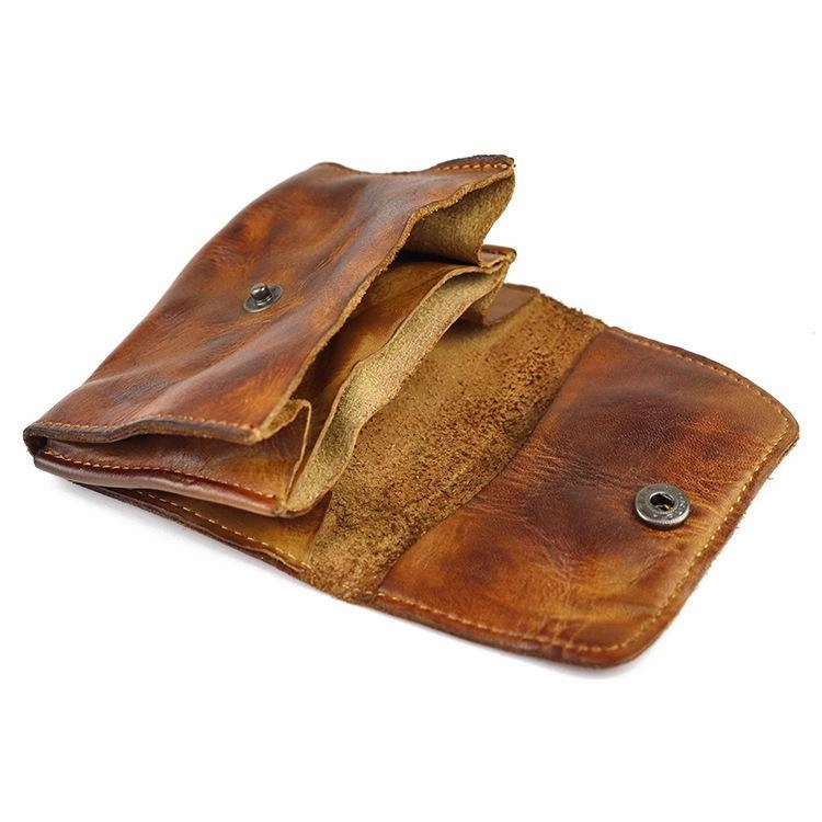 Vintage Brown Leather Men's Small Wallet Card Wallet Black billfold Front Pocket Wallet For Men