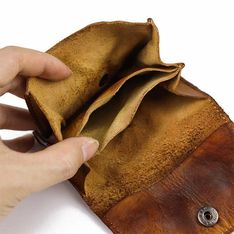Vintage Brown Leather Men's Small Wallet Card Wallet Black billfold Front Pocket Wallet For Men