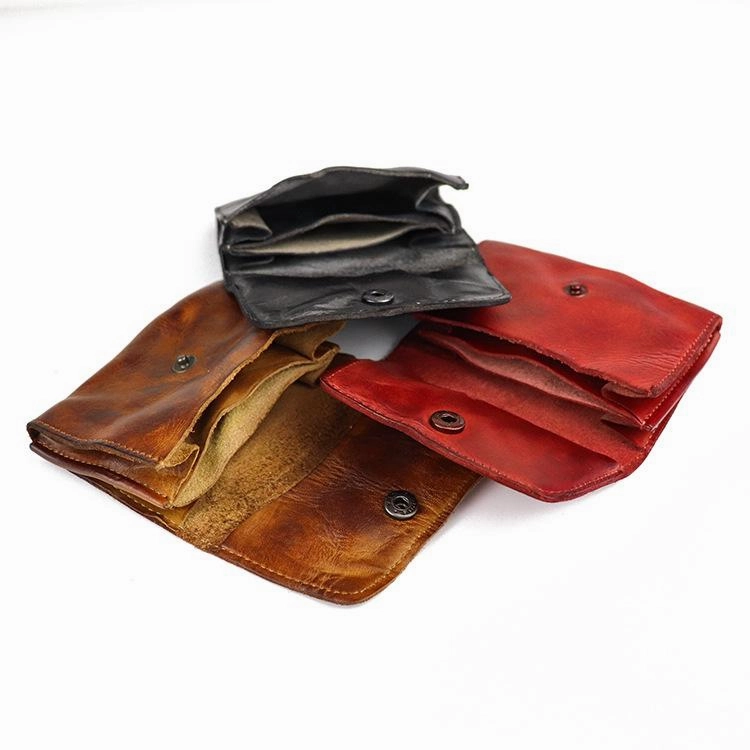 Vintage Brown Leather Men's Small Wallet Card Wallet Black billfold Front Pocket Wallet For Men