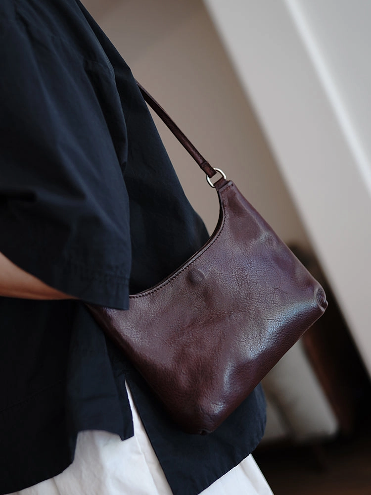 Vintage Brown Womens Small Saddle Shoulder Bag Small Side Bag Crossbody Purse for Ladies