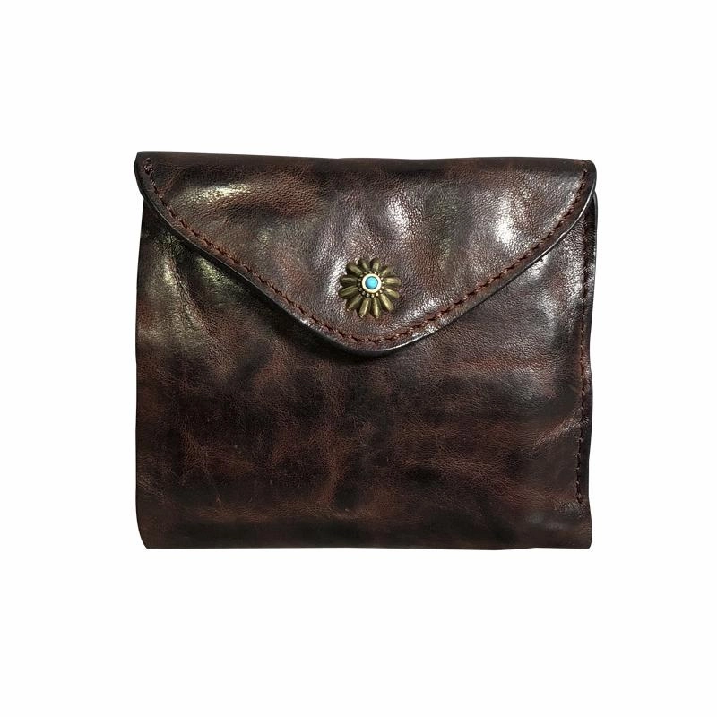 Vintage Genuine Leather Mens billfold Coffee Leather Wallet Men Small Wallets Front Pocket Wallet for Men