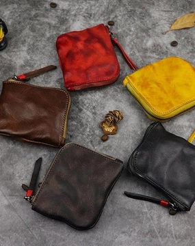 Vintage Leather Wallet Mens Zip Around Small Leather Zip Wallet Mens Wallets That Zip