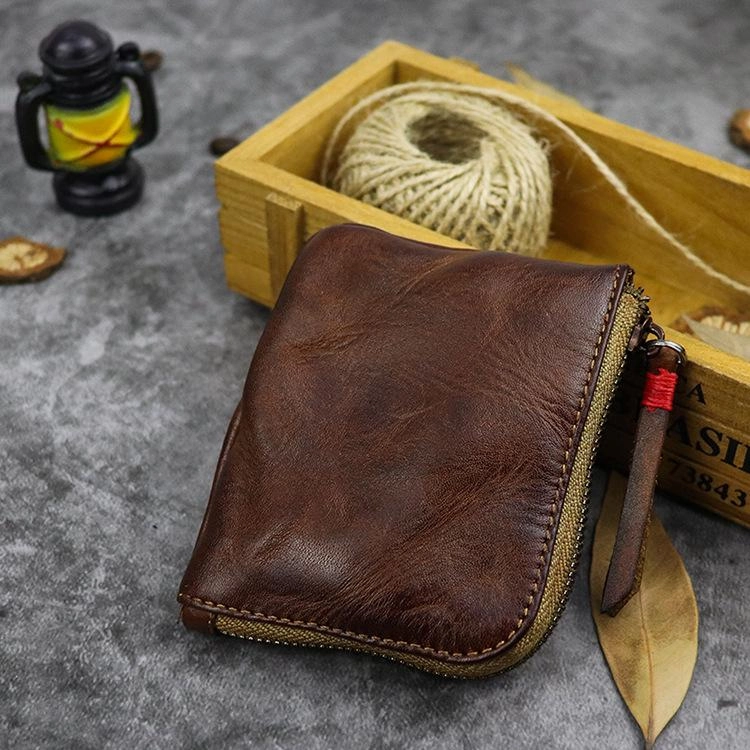 Vintage Leather Wallet Mens Zip Around Small Leather Zip Wallet Mens Wallets That Zip