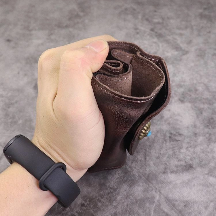 Vintage Mens Black Leather Billfold Leather Slim Wallets for Men Small Wallets for Men