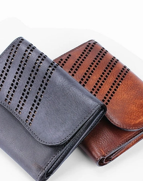 Vintage Mens Cool Small Trifold Leather Wallet Men billfold Zipper Wallets for Men
