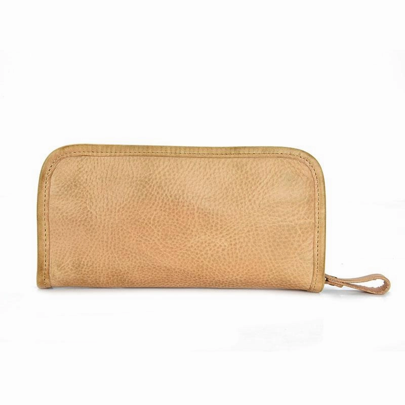 Vintage Mens Leather Long Zipper Wallets Blue Bifold Long Wallet Black Phone Wallet For Men