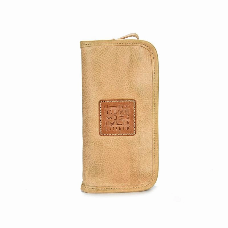 Vintage Mens Leather Long Zipper Wallets Blue Bifold Long Wallet Black Phone Wallet For Men