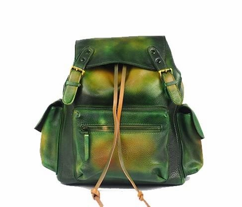 Vintage Mens Leather School Backpack Travel Backpack Leather Hiking Backpack for Men
