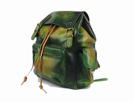 Vintage Mens Leather School Backpack Travel Backpack Leather Hiking Backpack for Men