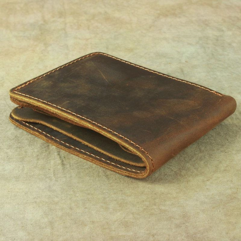 Vintage Mens Leather Slim Bifold Small Wallet Cool billfold Slim Small Wallet for Men