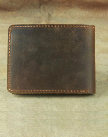 Vintage Mens Leather Slim Bifold Small Wallet Cool billfold Slim Small Wallet for Men