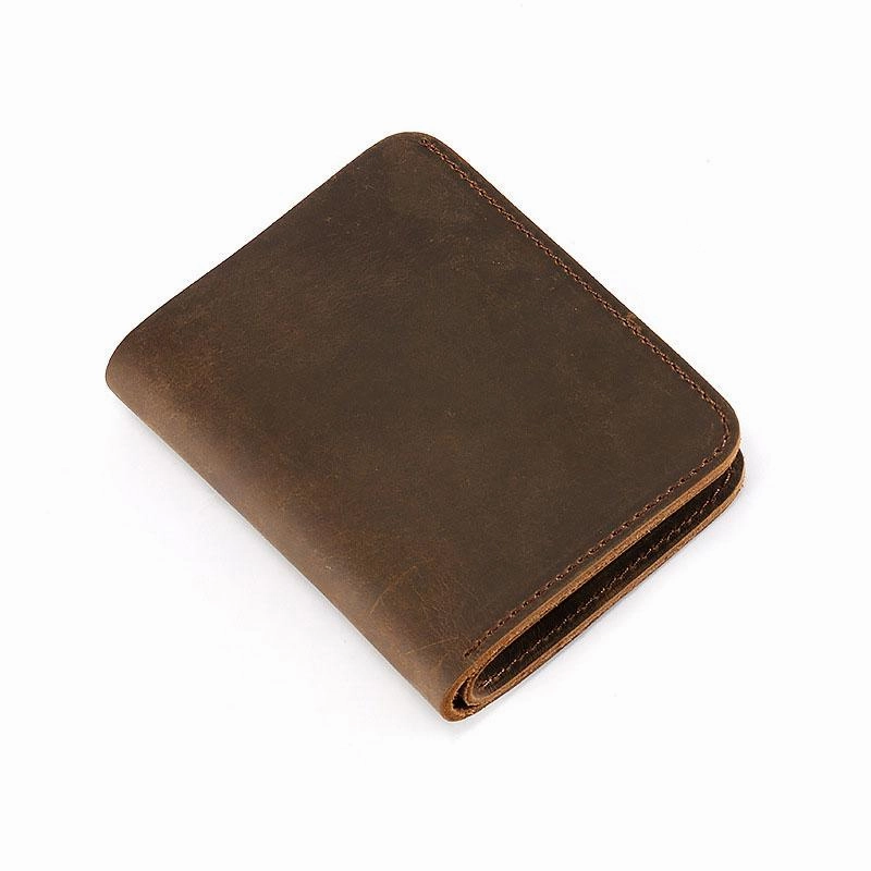 Vintage Mens Leather Slim Bifold Small Wallet Cool billfold Slim Small Wallet for Men