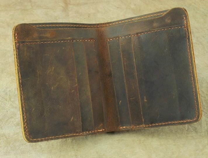 Vintage Mens Leather Slim Bifold Small Wallet Cool billfold Slim Small Wallet for Men