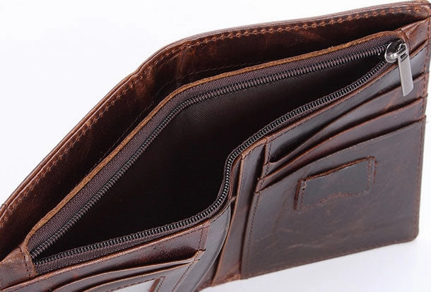 Vintage Mens Wallet billfold Slim Bifold Wallet Genuine Leather Card Wallet for Men