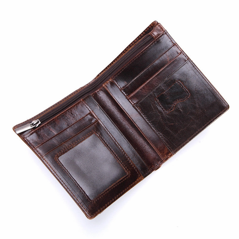 Vintage Mens Wallet billfold Slim Bifold Wallet Genuine Leather Card Wallet for Men