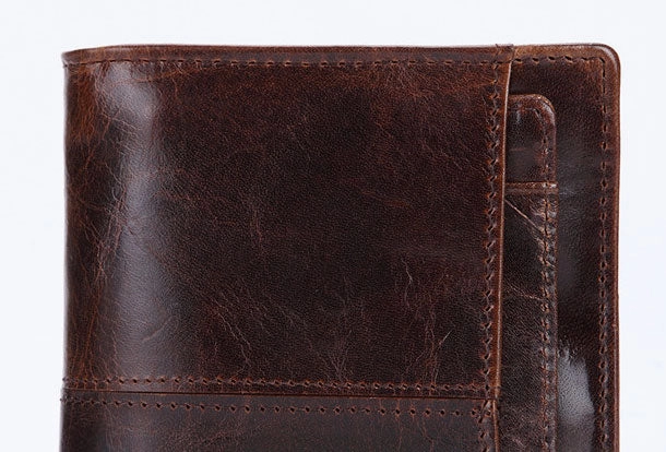Vintage Mens Wallet billfold Slim Bifold Wallet Genuine Leather Card Wallet for Men