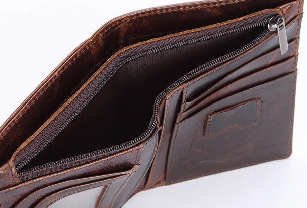 Vintage Mens Wallet billfold Slim Bifold Wallet Genuine Leather Card Wallet for Men