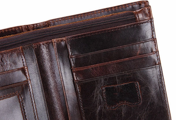Vintage Mens Wallet billfold Slim Bifold Wallet Genuine Leather Card Wallet for Men