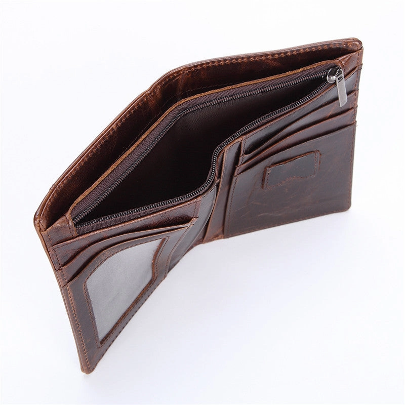 Vintage Mens Wallet billfold Slim Bifold Wallet Genuine Leather Card Wallet for Men