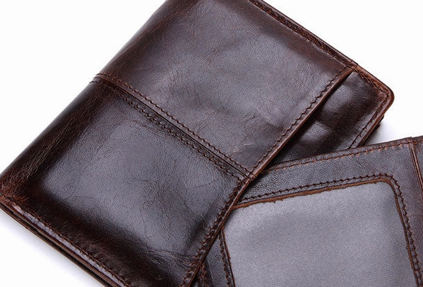 Vintage Mens Wallet billfold Slim Bifold Wallet Genuine Leather Card Wallet for Men