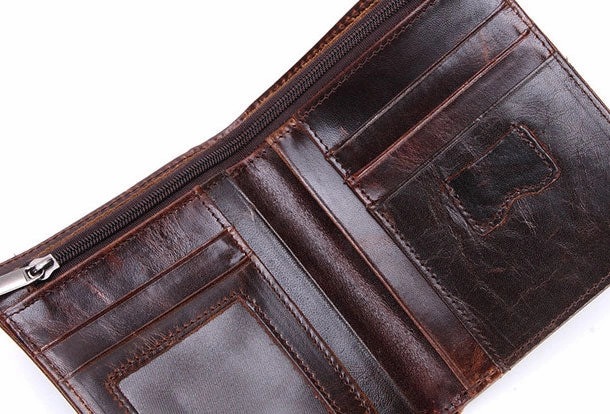 Vintage Mens Wallet billfold Slim Bifold Wallet Genuine Leather Card Wallet for Men