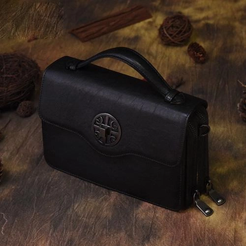 Vintage Womens Brown Leather Satchel Crossbody Bag Small Vintage Style Shoulder Bags for Ladies