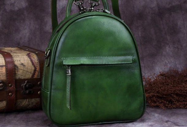 Vintage Womens Leather Backpack School Backpacks Purse Small Backpack For Women
