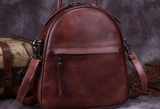 Vintage Womens Leather Backpack School Backpacks Purse Small Backpack For Women