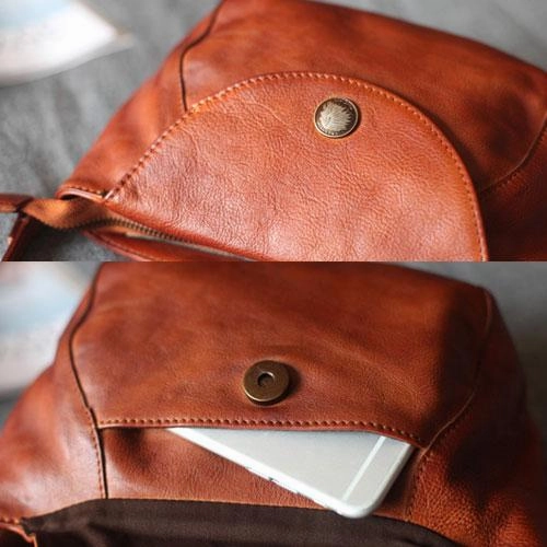 Vintage Womens leather Small Brown Crossbody Bag Brown Side Bag Shoulder Bag for Ladies