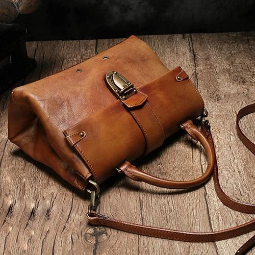 Vintage Womens Purple Leather Satchel Handbags Purse Shoulder Crossbody Bags for Ladies