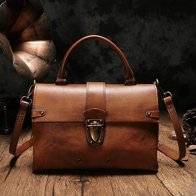 Vintage Womens Purple Leather Satchel Handbags Purse Shoulder Crossbody Bags for Ladies
