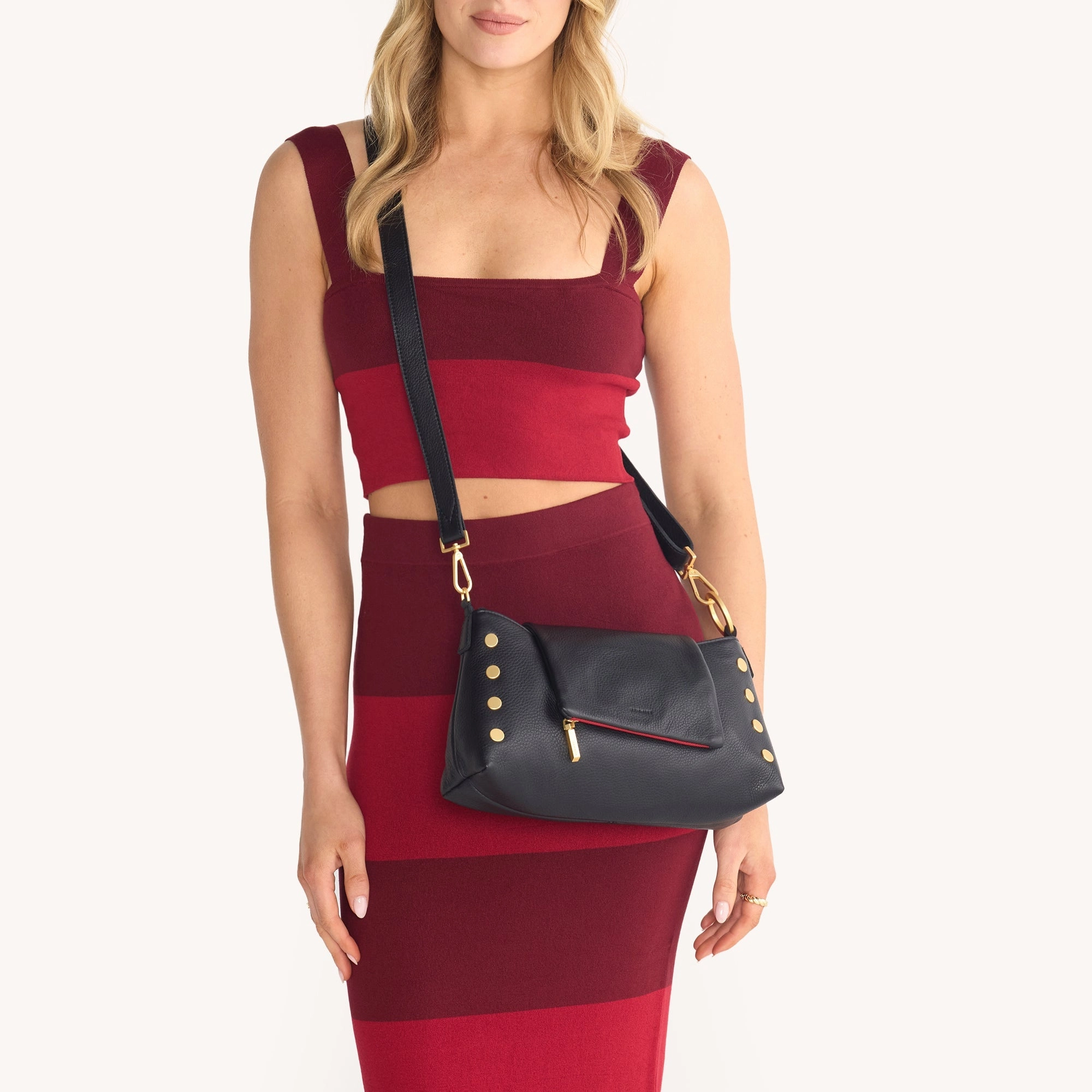 VIP Satchel | Black/Brushed Gold Red Zip