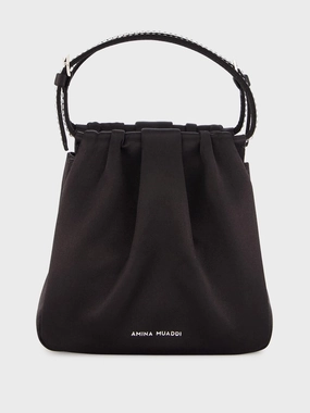 Vittoria Black Satin Bag with Crystal Handle