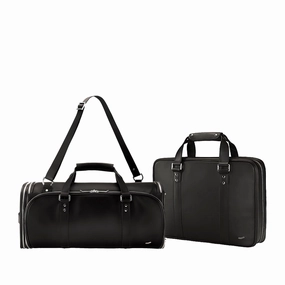 Vocier 2-Piece Travel Set Leather Travel Bag & Leather Briefcase