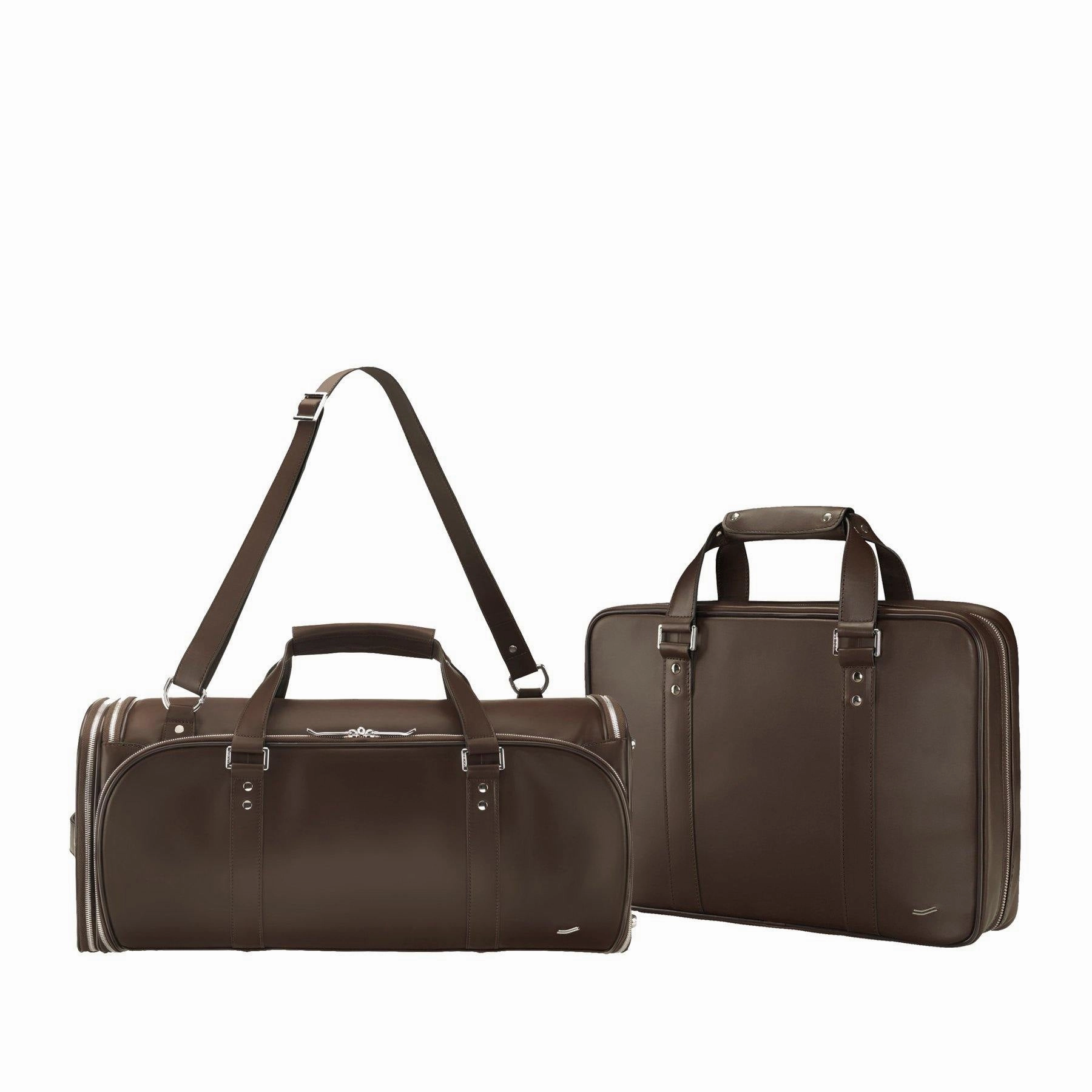 Vocier 2-Piece Travel Set Leather Travel Bag & Leather Briefcase