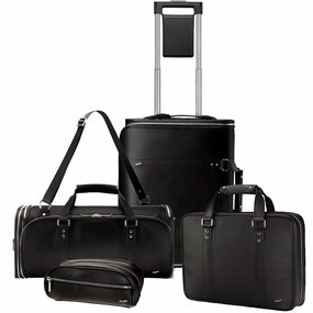 Vocier 4-Piece Travel Set Zero Crease System, Leather Travel Bag, Leather Briefcase & Dopp Kit