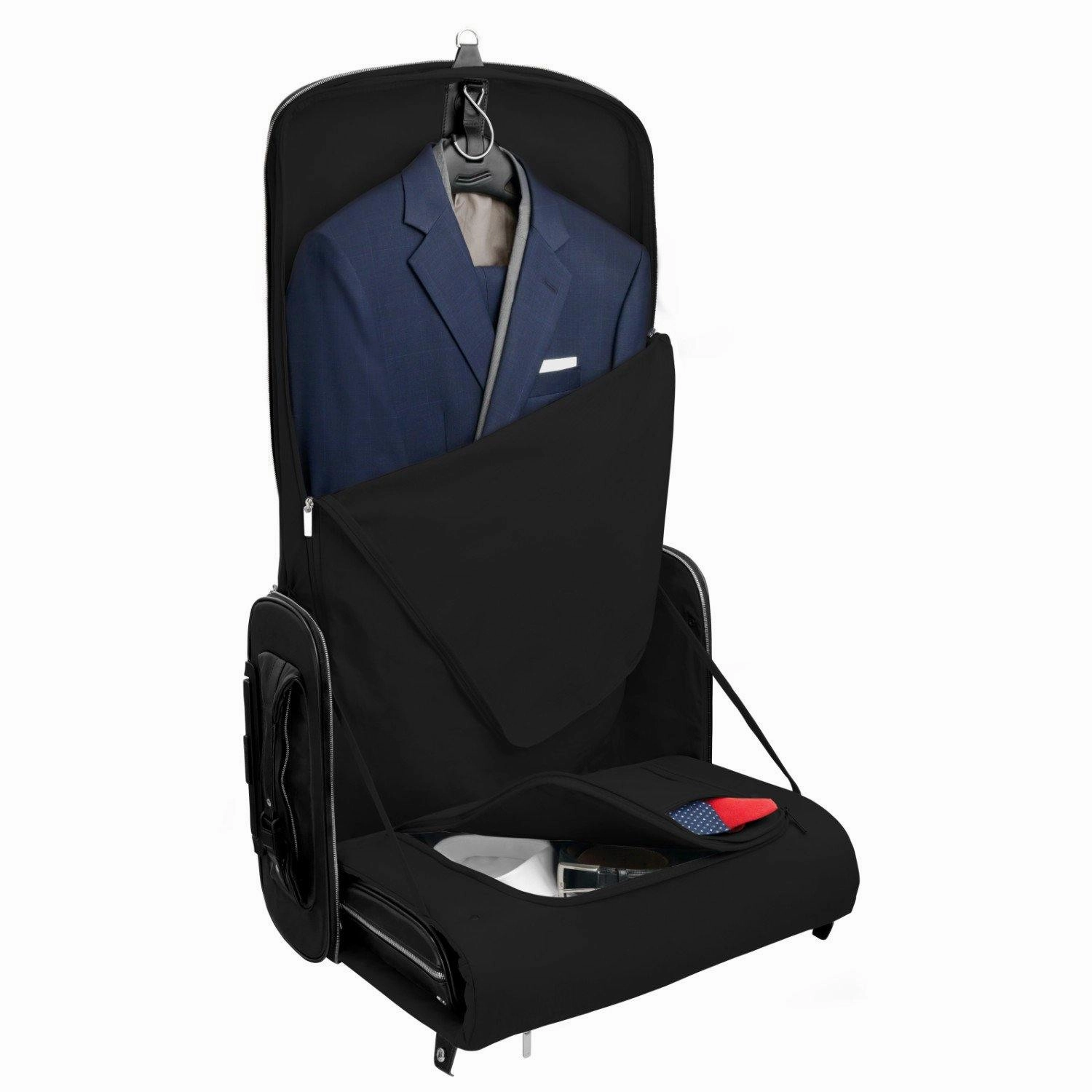 Vocier 4-Piece Travel Set Zero Crease System, Leather Travel Bag, Leather Briefcase & Dopp Kit